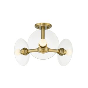 Litto 3-Light Semi-Flush Mount in Brushed Gold