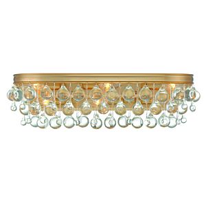 Crystorama Calypso 6 Light Bathroom Vanity Light in Vibrant Gold with Clear Glass Drops Crystals