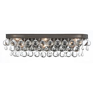 Crystorama Calypso 6 Light Bathroom Vanity Light in Vibrant Bronze with Clear Glass Drops Crystals