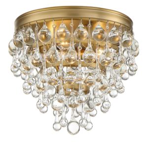 Crystorama Calypso 3 Light 10 Inch Ceiling Light in Vibrant Gold with Clear Glass Drops Crystals