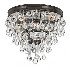 Crystorama Calypso 3 Light 10 Inch Ceiling Light in Vibrant Bronze with Clear Glass Drops Crystals