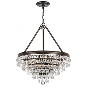 Crystorama Calypso 6 Light 24 Inch Transitional Chandelier in Vibrant Bronze with Clear Glass Drops Crystals