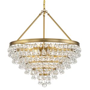  Calypso  Transitional Chandelier in Vibrant Gold with Clear Glass Drops Crystals