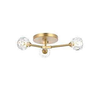 Zayne 3-Light Flush Mount in Gold and Clear