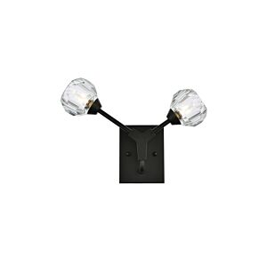 Zayne 2-Light Wall Sconce in Black and Clear