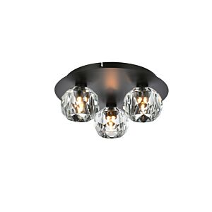 Graham 3-Light Flush Mount in Black and Clear