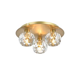 Graham 3-Light Flush Mount in Gold and Clear