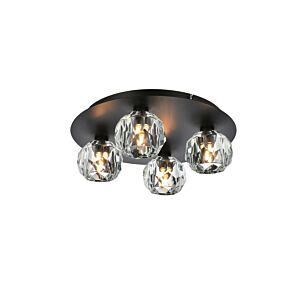 Graham 4-Light Flush Mount in Black and Clear