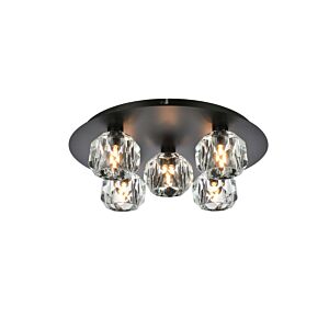 Graham 5-Light Flush Mount in Black and Clear