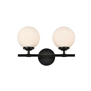 Ansley 2-Light Bathroom Vanity Light Sconce in Black and frosted white