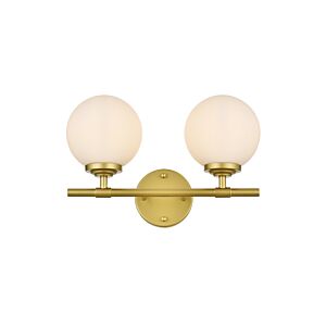 Ansley 2-Light Bathroom Vanity Light Sconce in Brass and frosted white