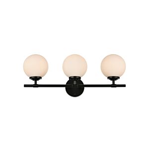 Ansley 3-Light Bathroom Vanity Light Sconce in Black and frosted white