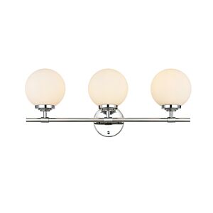 Ansley 3-Light Bathroom Vanity Light Sconce in Chrome and frosted white