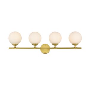 Ansley 4-Light Bathroom Vanity Light Sconce in Brass and frosted white