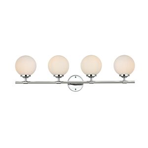 Ansley 4-Light Bathroom Vanity Light Sconce in Chrome and frosted white