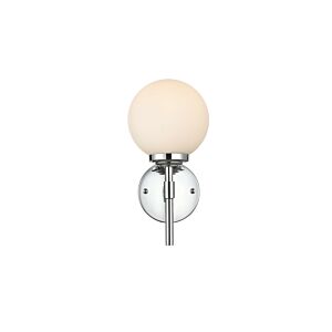 Ansley 1-Light Bathroom Vanity Light Sconce in Chrome and frosted white