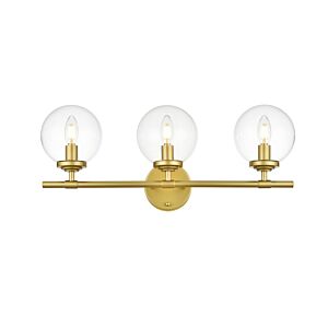 Ingrid 3-Light Bathroom Vanity Light Sconce in Brass and Clear