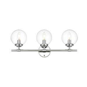 Ingrid 3-Light Bathroom Vanity Light Sconce in Chrome and Clear