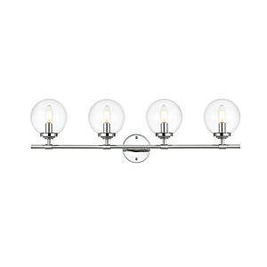 Ingrid 4-Light Bathroom Vanity Light Sconce in Chrome and Clear