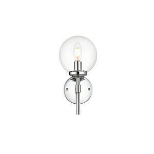 Ingrid 1-Light Bathroom Vanity Light Sconce in Chrome and Clear