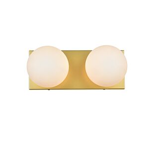Jaylin 2-Light Bathroom Vanity Light Sconce in Brass and frosted white