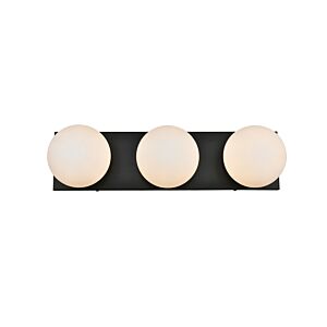 Jaylin 3-Light Bathroom Vanity Light Sconce in Black and frosted white