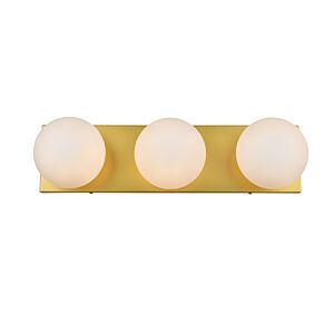 Jaylin 3-Light Bathroom Vanity Light Sconce in Brass and frosted white