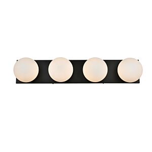 Jaylin 4-Light Bathroom Vanity Light Sconce in Black and frosted white