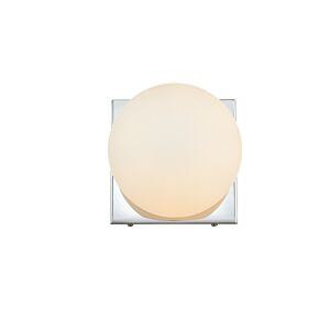 Jaylin 1-Light Bathroom Vanity Light Sconce in Chrome and frosted white
