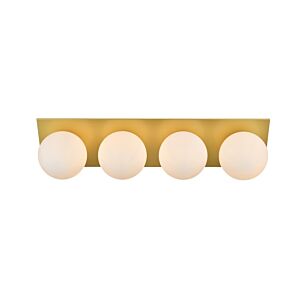 Jillian 4-Light Bathroom Vanity Light Sconce in Brass and frosted white