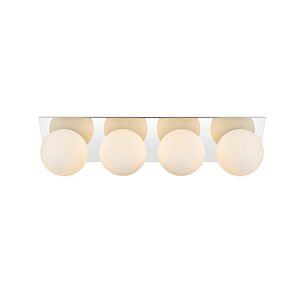 Jillian 4-Light Bathroom Vanity Light Sconce in Chrome and frosted white