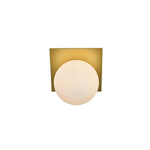 Jillian 1-Light Bathroom Vanity Light Sconce in Brass and frosted white