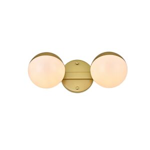 Majesty 2-Light Bathroom Vanity Light Sconce in Brass and frosted white