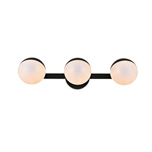 Majesty 3-Light Bathroom Vanity Light Sconce in Black and frosted white