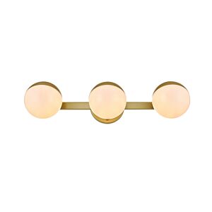 Majesty 3-Light Bathroom Vanity Light Sconce in Brass and frosted white