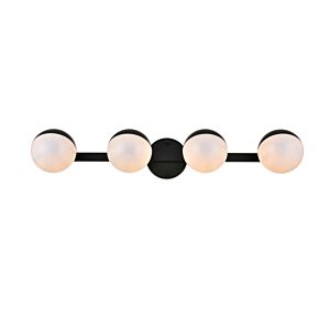 Majesty 4-Light Bathroom Vanity Light Sconce in Black and frosted white