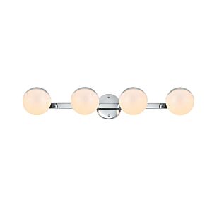 Majesty 4-Light Bathroom Vanity Light Sconce in Chrome and frosted white
