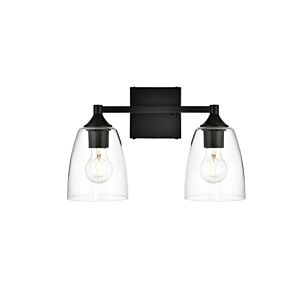 Gianni 2-Light Bathroom Vanity Light Sconce in Black and Clear