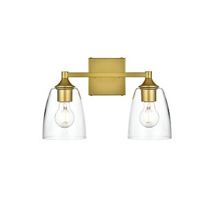 Gianni 2-Light Bathroom Vanity Light Sconce in Brass and Clear