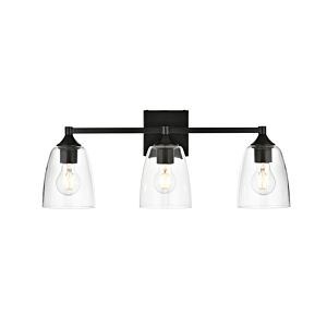 Gianni 3-Light Bathroom Vanity Light Sconce in Black and Clear
