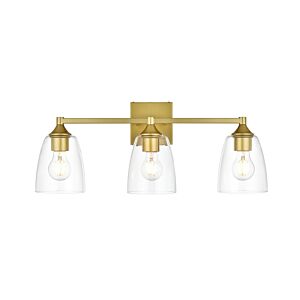 Gianni 3-Light Bathroom Vanity Light Sconce in Brass and Clear