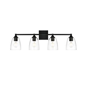 Gianni 4-Light Bathroom Vanity Light Sconce in Black and Clear
