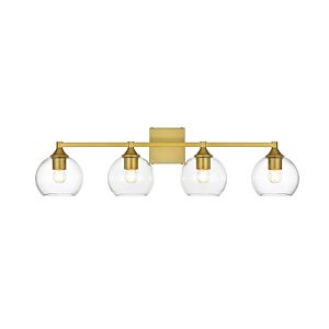 Foster 4-Light Bathroom Vanity Light Sconce in Brass and Clear