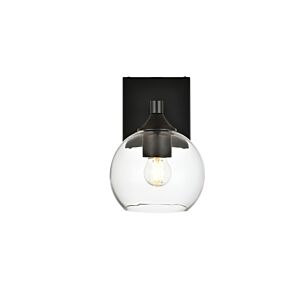 Foster 1-Light Bathroom Vanity Light Sconce in Black and Clear