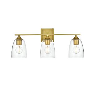 Harris 3-Light Bathroom Vanity Light Sconce in Brass and Clear