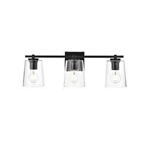 Kacey 3-Light Bathroom Vanity Light Sconce in Black and Clear