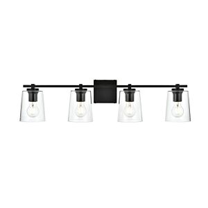 Kacey 4-Light Bathroom Vanity Light Sconce in Black and Clear