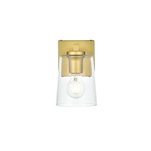 Kacey 1-Light Bathroom Vanity Light Sconce in Brass and Clear