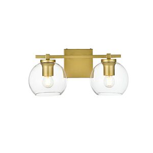 Juelz 2-Light Bathroom Vanity Light Sconce in Brass and Clear