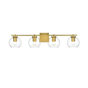 Juelz 4-Light Bathroom Vanity Light Sconce in Brass and Clear